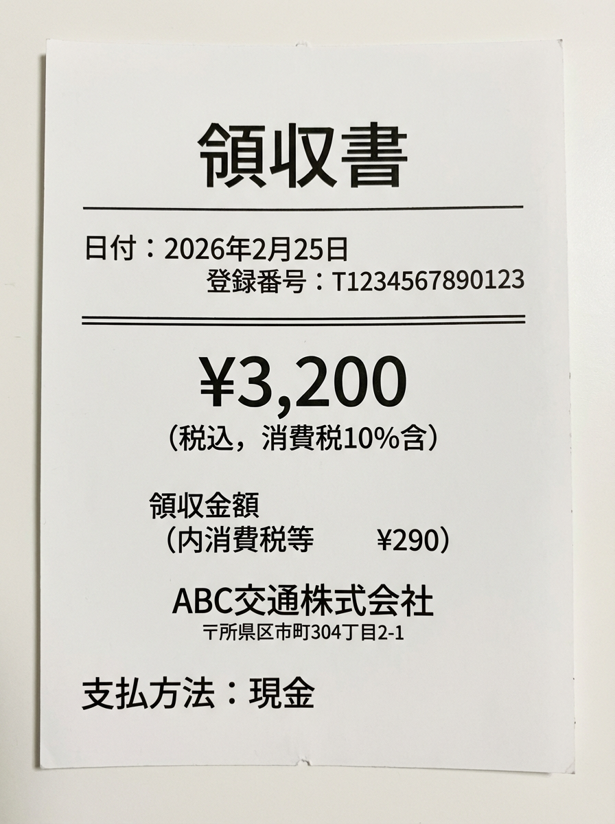 タクシー領収書